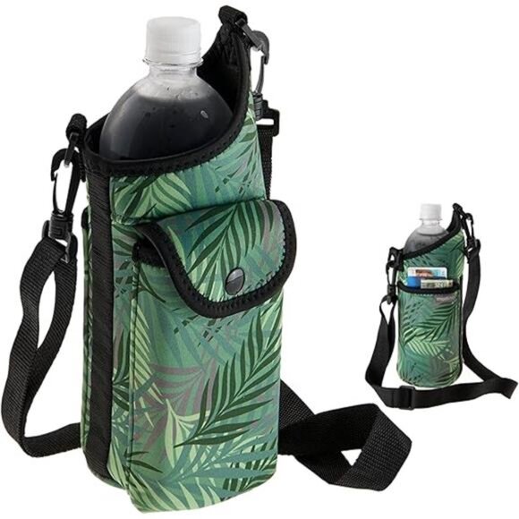 Water Bottle Holder -Insulating Neoprene Water Bottle Sling Bag with Phone Pouch - Picture 7 of 7